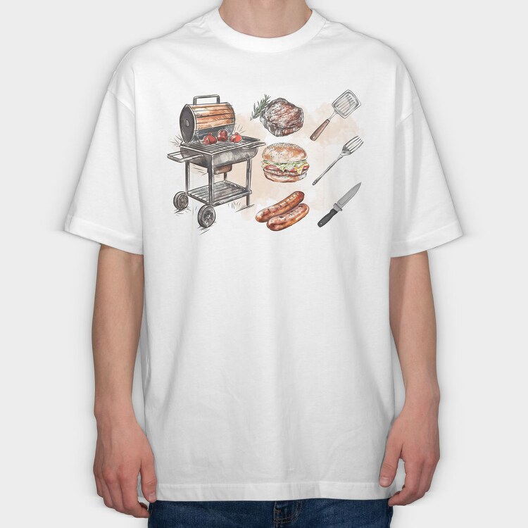 Bbq Elements, Tricou Oversize Barbati (Unisex)