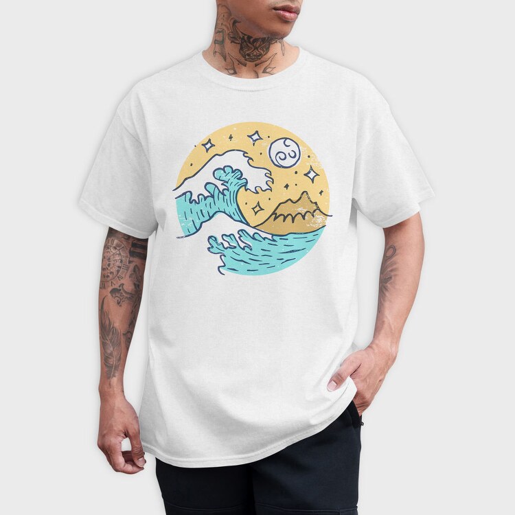 Illustrated Waves And Beach 05, Tricou Barbati (Unisex)