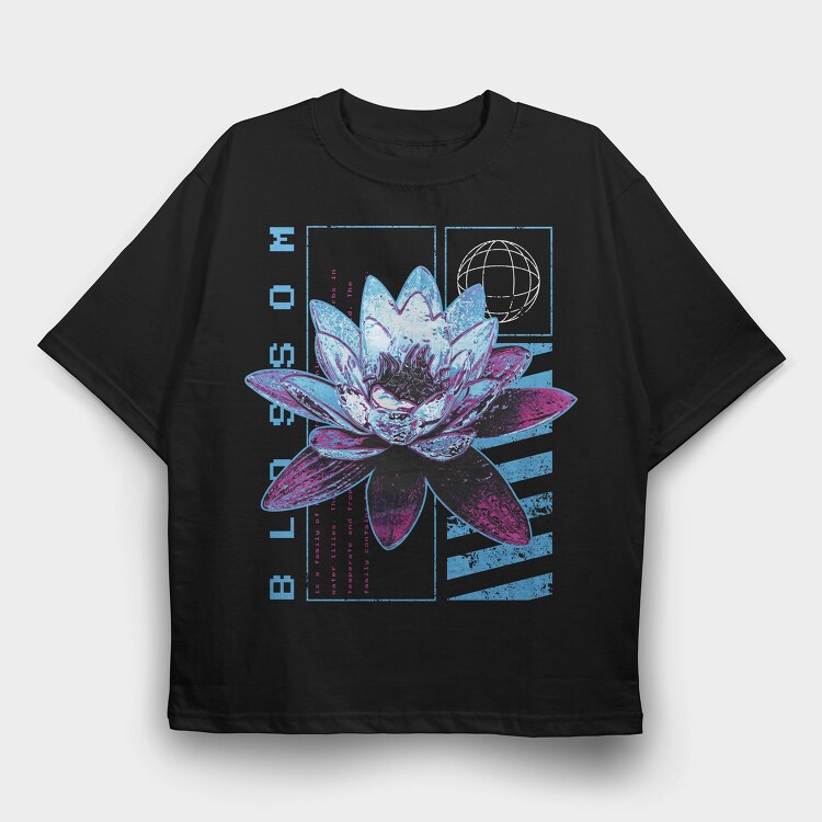 Metallic Lotus Flowers Metal Trap Chromed, Tricou Oversize Barbati (Unisex)