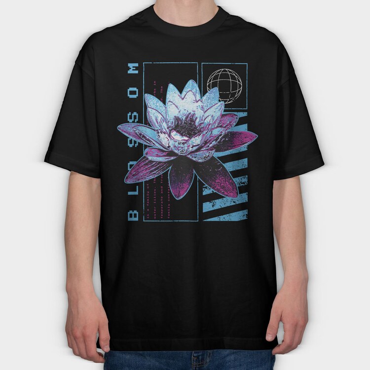 Metallic Lotus Flowers Metal Trap Chromed, Tricou Oversize Barbati (Unisex)