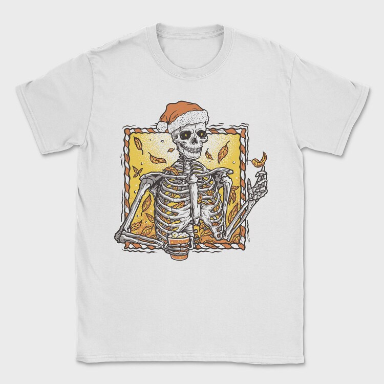 Christmas Skeleton Fall Autumn Leaves Skuelleton, Tricou Barbati (Unisex)