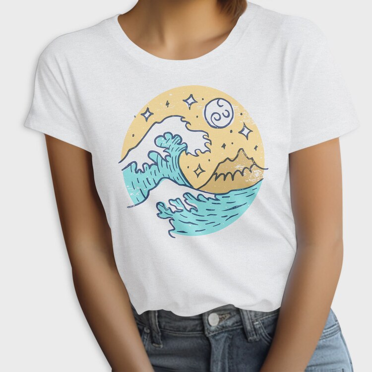 Illustrated Waves And Beach 05, Tricou Femei
