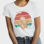 Cute Cat Fishing Retro Sunset, Tricou Femei