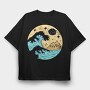 Illustrated Waves And Beach 05, Tricou Oversize Barbati (Unisex)