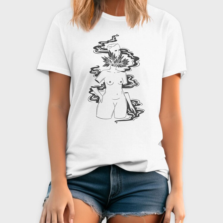 Abstract Statue With Plats Plants, Tricou Barbati (Unisex)