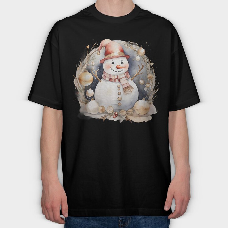 Watercolor Christmas Circle, Tricou Oversize Barbati (Unisex)