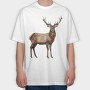 Watercolor Deer Majestic, Tricou Oversize Barbati (Unisex)