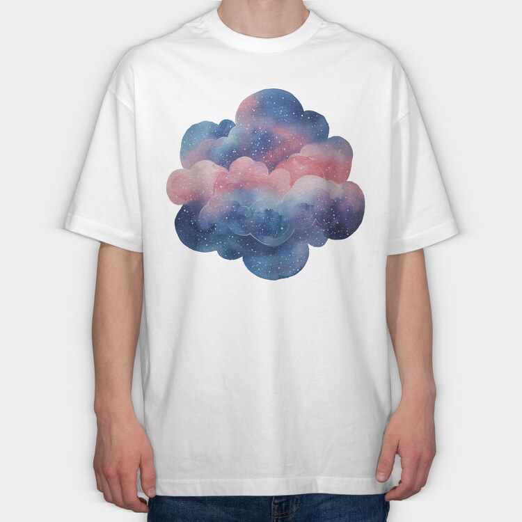 Watercolor Clouds Galaxy, Tricou Oversize Barbati (Unisex)