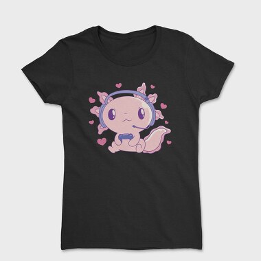 Cute Axolotl Playing Videogames Gaming, Tricou Femei