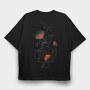Tattoo Floral Vase Chrysanthemum Moon Red Black, Tricou Oversize Barbati (Unisex)