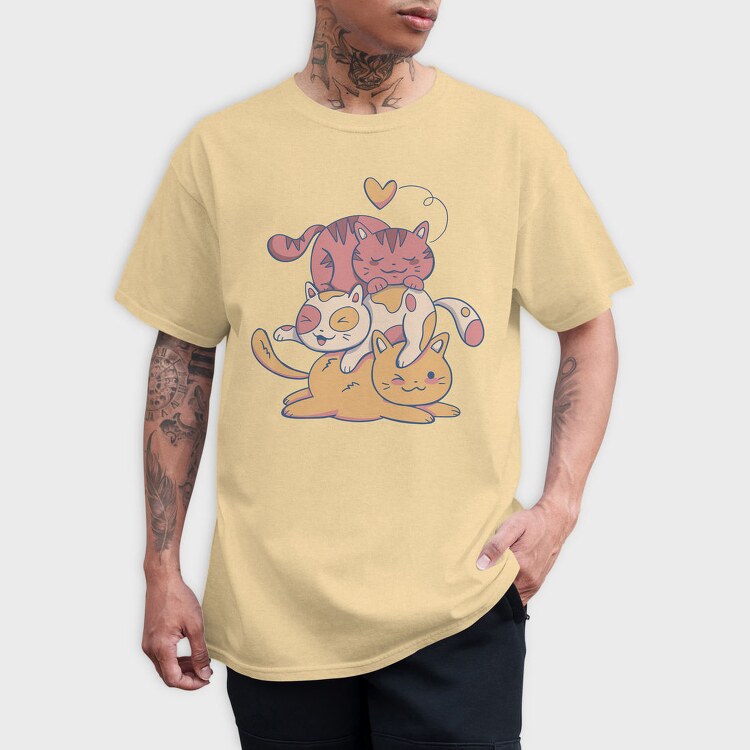 Cute Cat Pile, Tricou Barbati (Unisex)