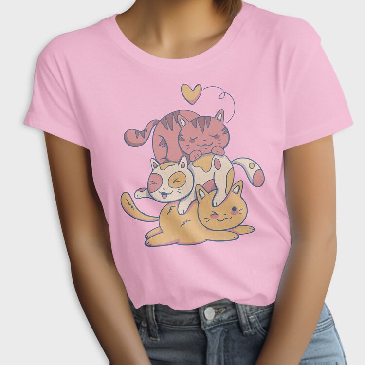 Cute Cat Pile, Tricou Femei