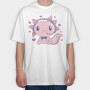 Cute Axolotl Playing Videogames Gaming, Tricou Oversize Barbati (Unisex)