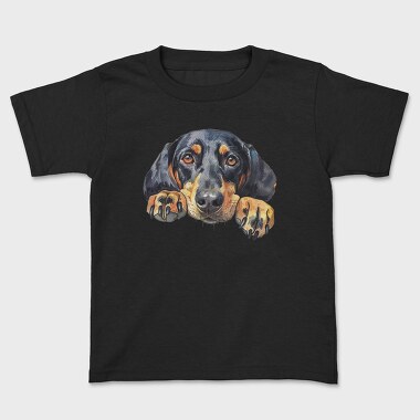 Watercolor Black Tan Coonhound, Tricou Copii