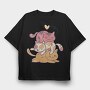 Cute Cat Pile, Tricou Oversize Barbati (Unisex)