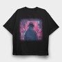 Woman Looking Out Of A Window Dj Party, Tricou Oversize Barbati (Unisex)