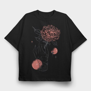 Tattoo Hand And Flower Chrysanthemum, Tricou Oversize Barbati (Unisex)