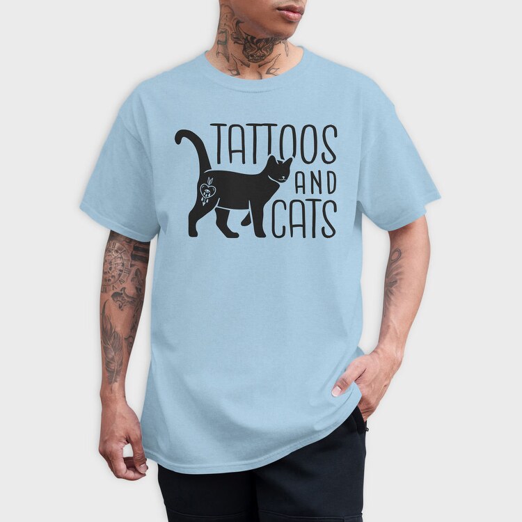 Tattoos And Cats, Tricou Barbati (Unisex)