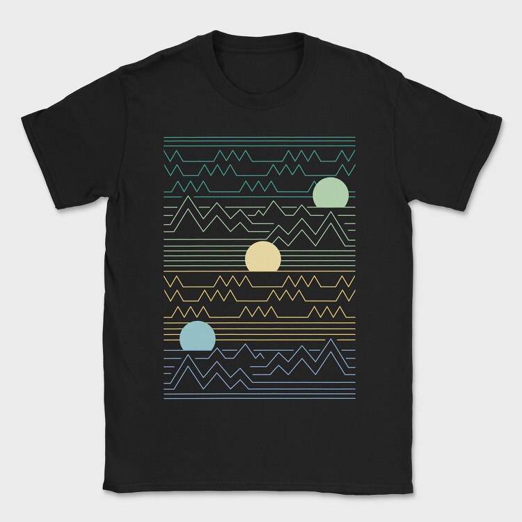 Lineart Sunset Landscape, Tricou Barbati (Unisex)