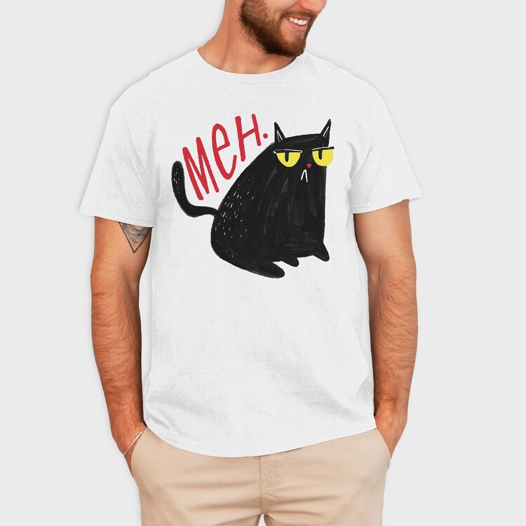 Funny Unimpressed Meh Cat, Tricou Barbati (Unisex)