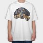 Watercolor Black Tan Coonhound, Tricou Oversize Barbati (Unisex)