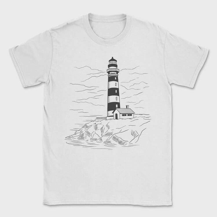 Lighthouse Illustration, Tricou Barbati (Unisex)