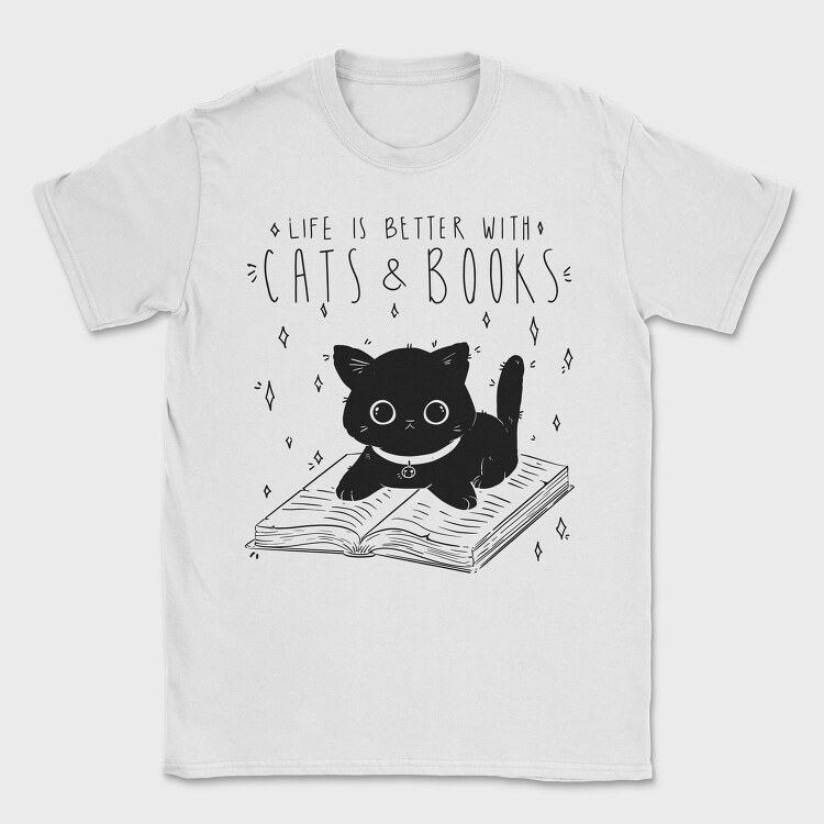 Life Is Better With Cats and Books, Tricou Barbati (Unisex)
