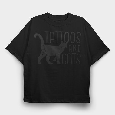 Tattoos And Cats, Tricou Oversize Barbati (Unisex)