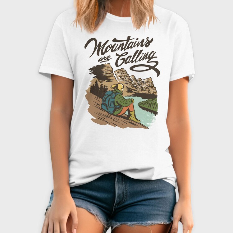 Woman Sitting On Glacier National Park, Tricou Barbati (Unisex)