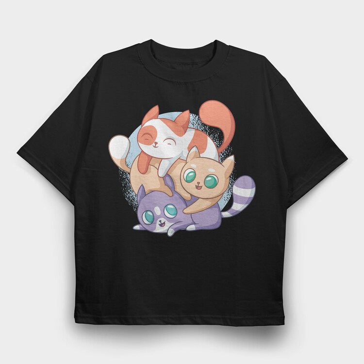 Cute Cats Playing, Tricou Oversize Barbati (Unisex)