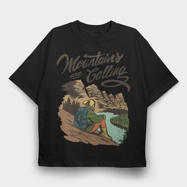 Woman Sitting On Glacier National Park, Tricou Oversize Barbati (Unisex)
