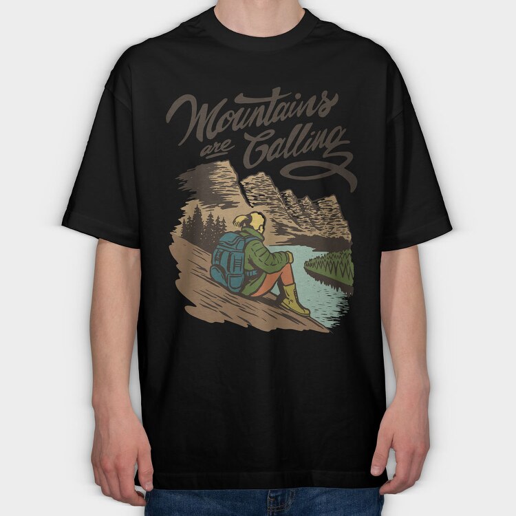 Woman Sitting On Glacier National Park, Tricou Oversize Barbati (Unisex)