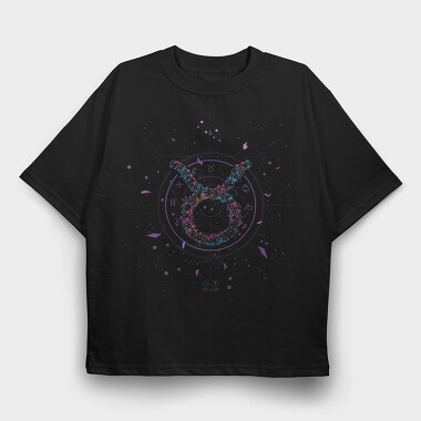 Taurus Floral Zodiac Sign, Tricou Oversize Barbati (Unisex)