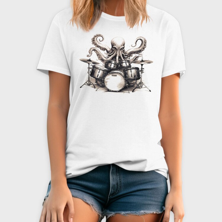 Imaginative Octopus Drummer Playing Drums, Tricou Barbati (Unisex)
