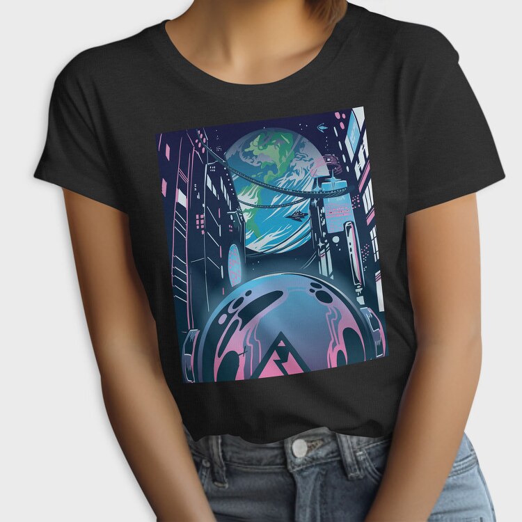 Futuristic City Neon Cyberpunk, Tricou Femei