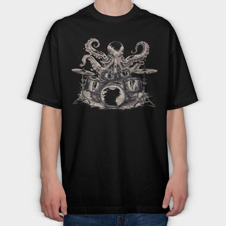 Imaginative Octopus Drummer Playing Drums, Tricou Oversize Barbati (Unisex)