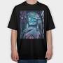 Futuristic City Neon Cyberpunk, Tricou Oversize Barbati (Unisex)