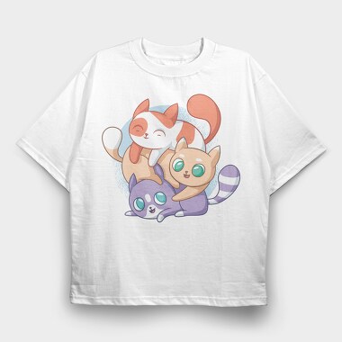 Cute Cats Playing, Tricou Oversize Barbati (Unisex)