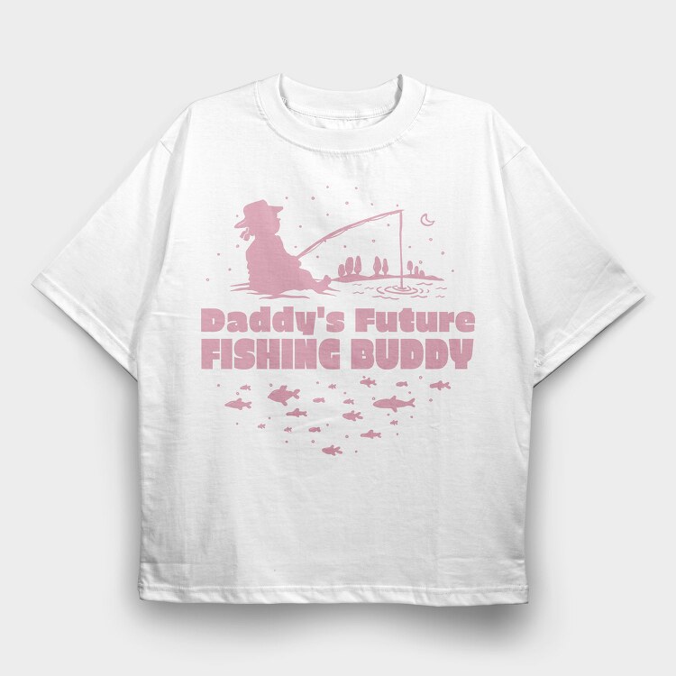Cute Child Fishing Pink Daddy S Future Fishing Buddy Girl, Tricou Oversize Barbati (Unisex)