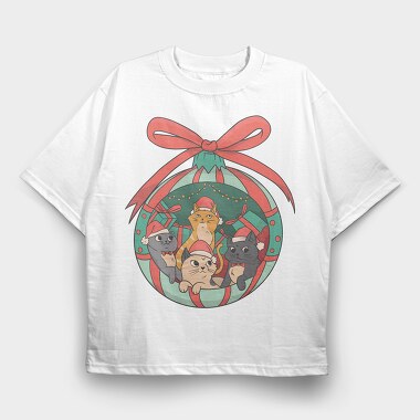 Cute Christmas Cats, Tricou Oversize Barbati (Unisex)