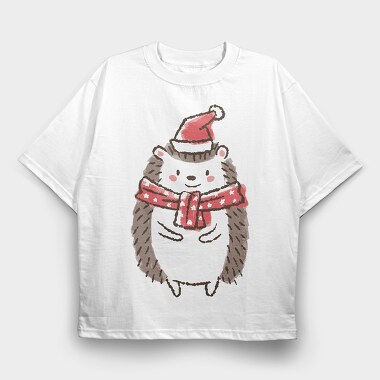 Cute Christmas Hedgehog, Tricou Oversize Barbati (Unisex)