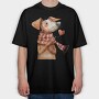 Watercolor Dog Love, Tricou Oversize Barbati (Unisex)