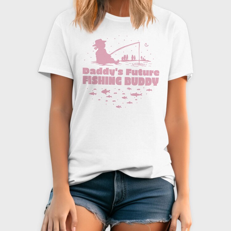 Cute Child Fishing Pink Daddy S Future Fishing Buddy Girl, Tricou Barbati (Unisex)