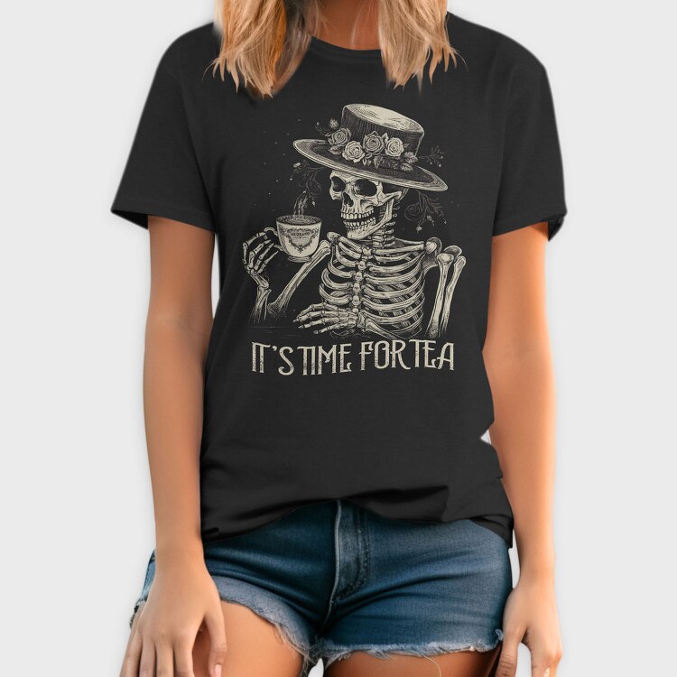 Tea Time Skeleton Grunge, Tricou Barbati (Unisex)
