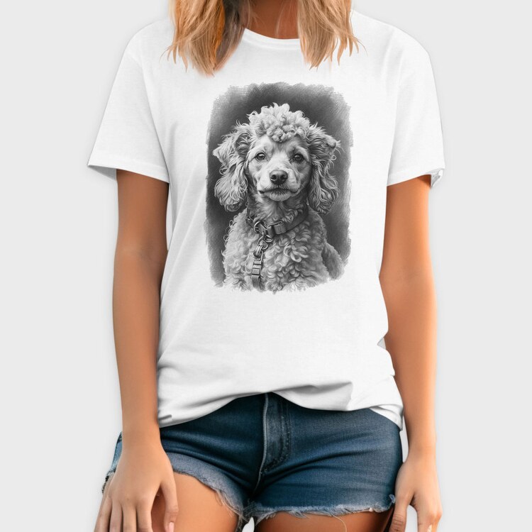 Miniature Poodle Portrait, Tricou Barbati (Unisex)