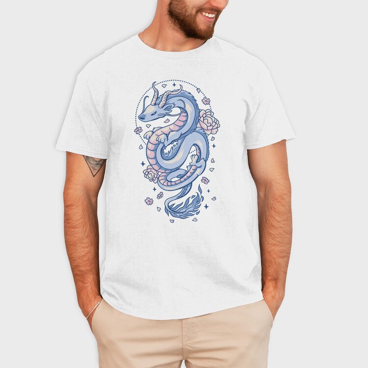 Floral Asian Dragon, Tricou Barbati (Unisex)