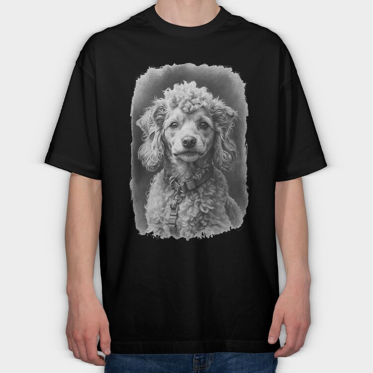 Miniature Poodle Portrait, Tricou Oversize Barbati (Unisex)