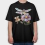 Watercolor Dragonfly Flowers, Tricou Oversize Barbati (Unisex)