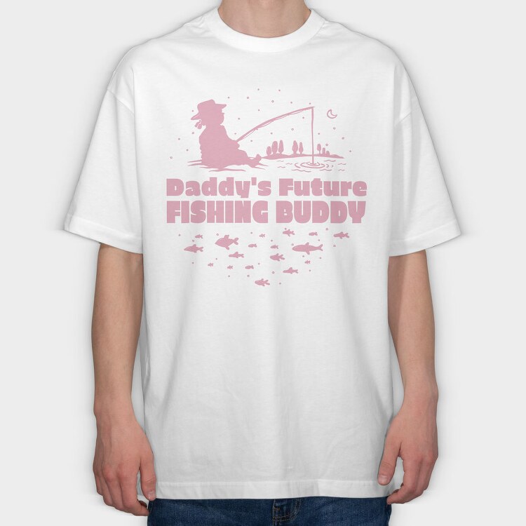 Cute Child Fishing Pink Daddy S Future Fishing Buddy Girl, Tricou Oversize Barbati (Unisex)