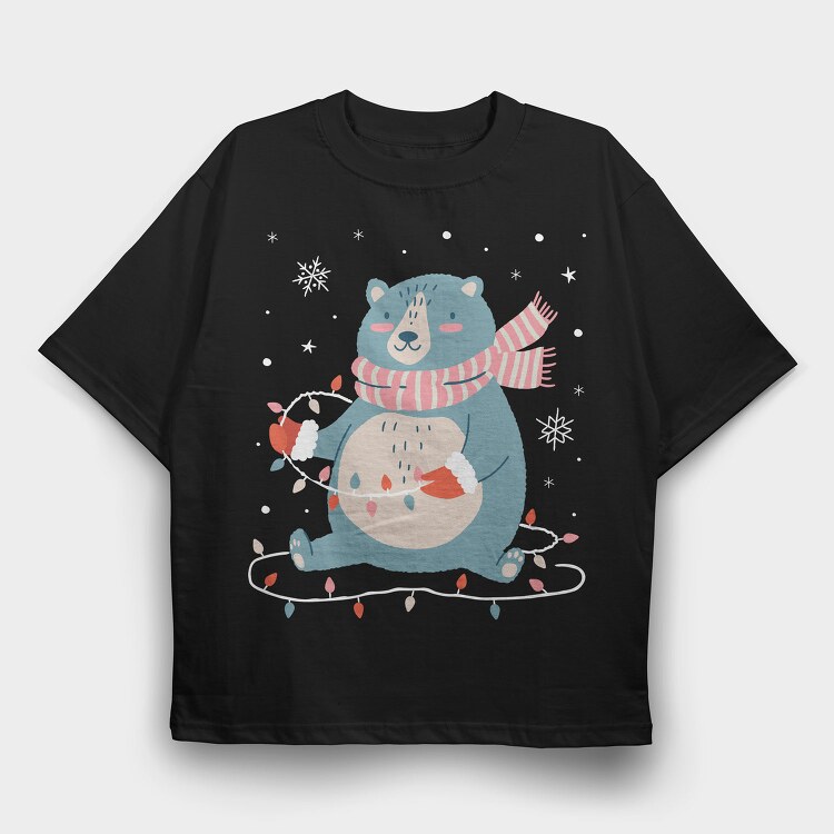 Cute Christmas Bear, Tricou Oversize Barbati (Unisex)